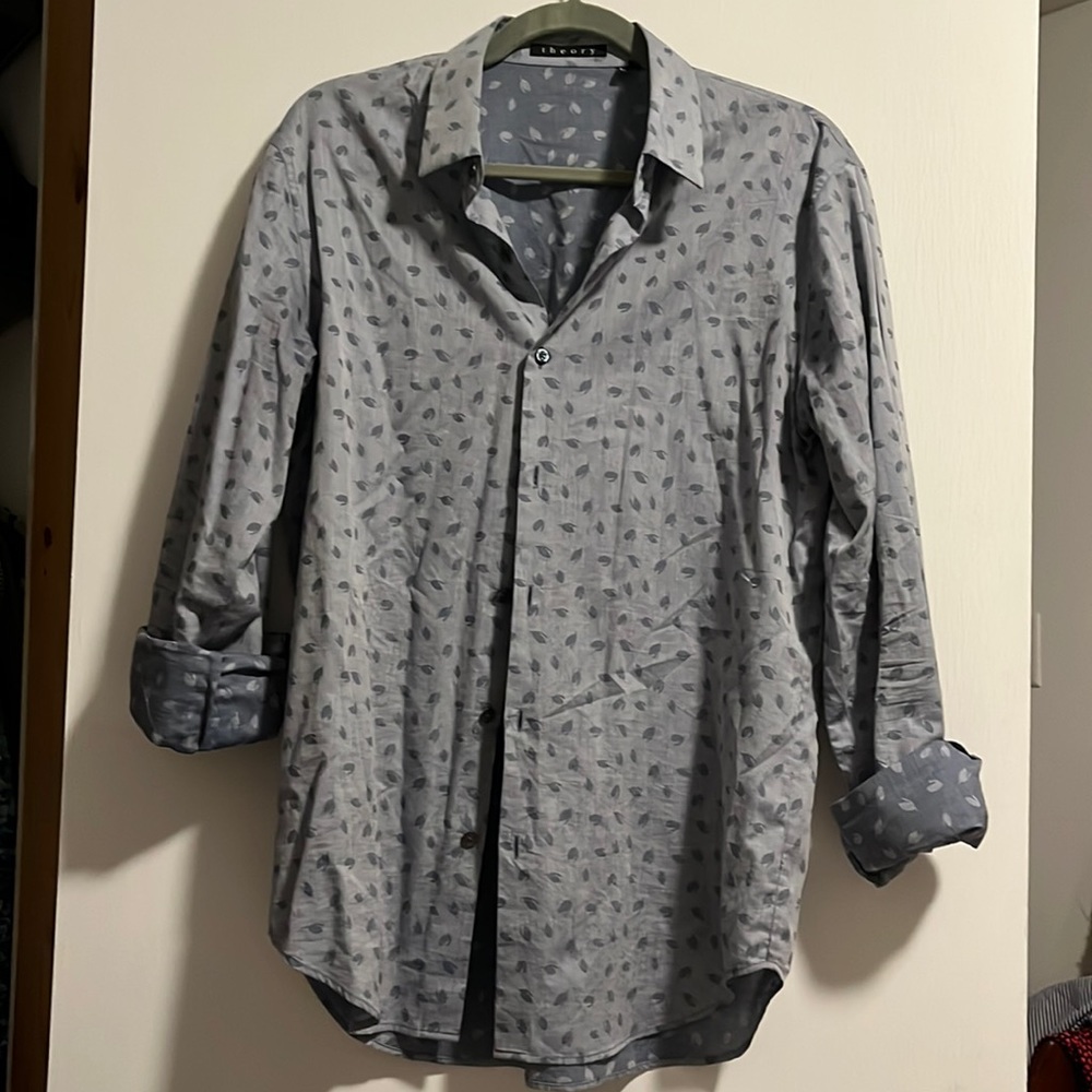 Theory womens printed button down
